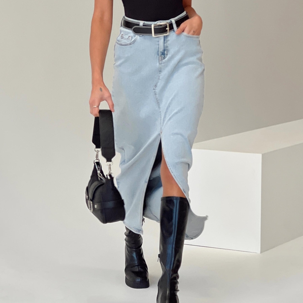Princess Polly Light Blue Maxi Skirt